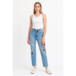 Abercrombie & Fitch Harper Low Rise Ankle Flower Embroidered Jeans Size 6 Boho